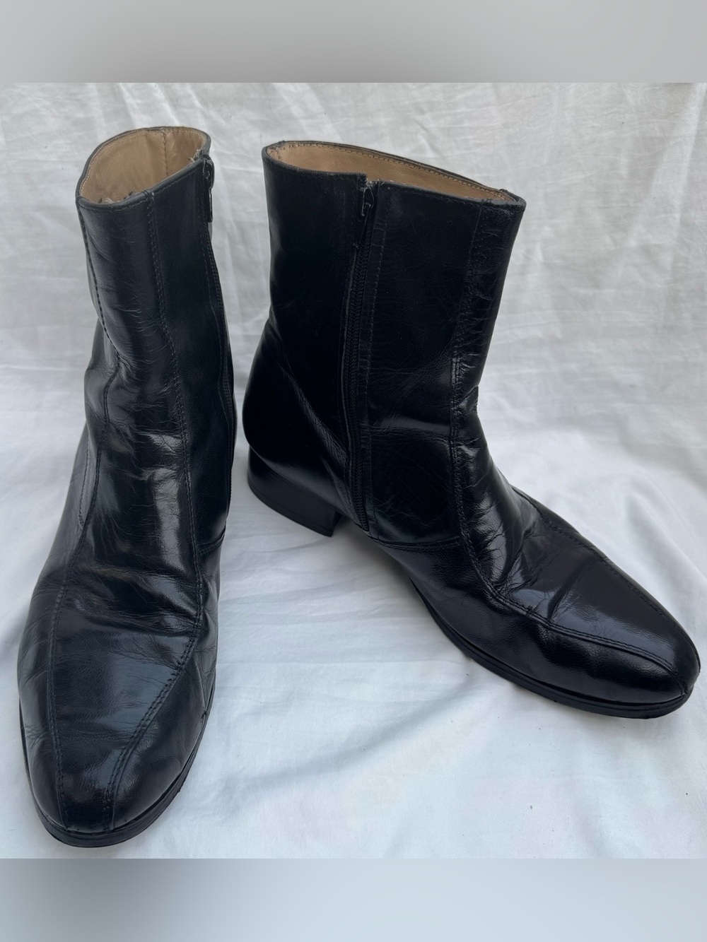 NUNN BUSH Black Leather Zip Ankle Beatle Boots Mens Size 10 3 E Style 3014